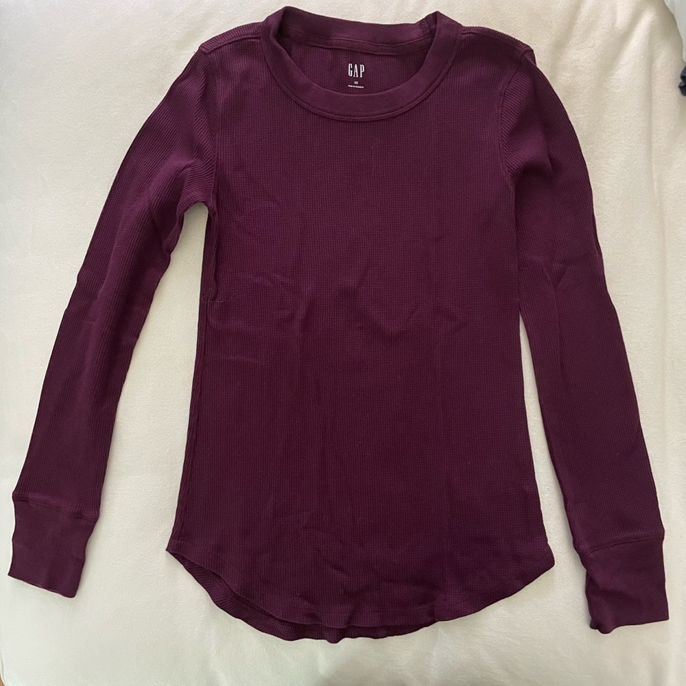 Gap waffle knit long sleeve crew neck t shirt